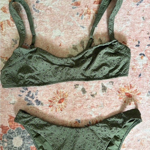 Olive Green Eyelet Bikini Set size Large Ralph Lauren Polo NWT - Picture 3 of 12